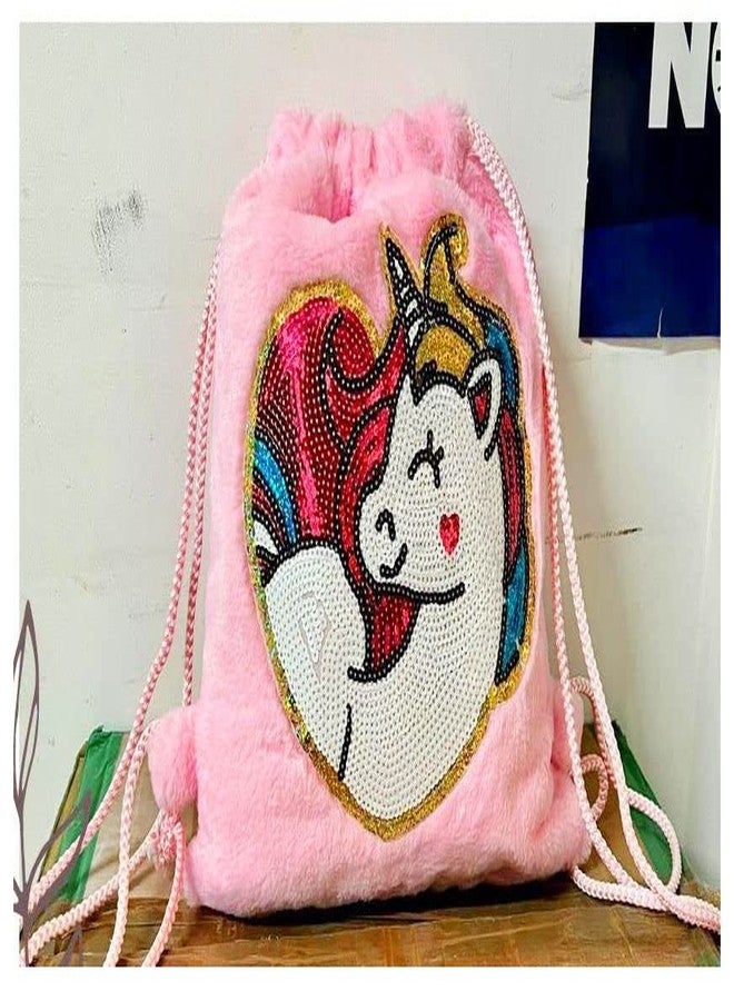 Neel حقيبة نيل® المصنوعة من فرو وحيد القرن، مصنوعة من فرو فائق النعومة، حقيبة كتف، حقيبة ظهر، حقيبة صغيرة، حقيبة مكتب، حقيبة جامعية، حقيبة دروس خصوصية، حقيبة سفر، حقيبة تخزين للبنات، حقيبة مكياج (عبوة وردية من قطعتين) - Image 4